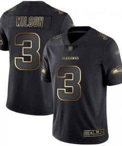 Nike Seattle Seahawks #3 Russell Wilson Black/Gold Men's Stitched NFL Vapor Untouchable Limited Jersey Men's