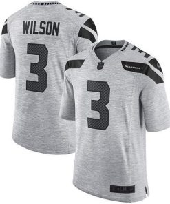 Nike Seattle Seahawks #3 Russell Wilson Gray Men's Stitched NFL Limited Gridiron Gray II Jersey Men's