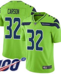 Nike Seattle Seahawks #32 Chris Carson Green Men's Stitched NFL Limited Rush 100th Season Jersey Men's
