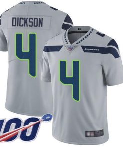 Nike Seattle Seahawks #4 Michael Dickson Grey Alternate Men's Stitched NFL 100th Season Vapor Limited Jersey Men's