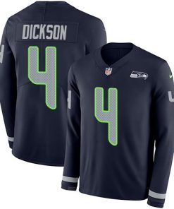 Nike Seattle Seahawks #4 Michael Dickson Steel Blue Team Color Men's Stitched NFL Limited Therma Long Sleeve Jersey Men's