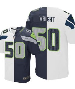 Nike Seattle Seahawks #50 K.J. Wright White/Steel Blue Men's Stitched NFL Elite Split Jersey Men's