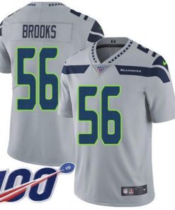 Nike Seattle Seahawks #56 Jordyn Brooks Grey Alternate Men's Stitched NFL 100th Season Vapor Untouchable Limited Jersey Men's