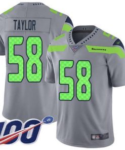 Nike Seattle Seahawks #58 Darrell Taylor Gray Men's Stitched NFL Limited Inverted Legend 100th Season Jersey Men's