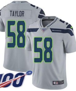 Nike Seattle Seahawks #58 Darrell Taylor Grey Alternate Men's Stitched NFL 100th Season Vapor Untouchable Limited Jersey Men's