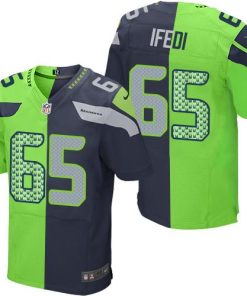 Nike Seattle Seahawks #65 Germain Ifedi Steel Blue/Green Men's Stitched NFL Elite Split Jersey Men's