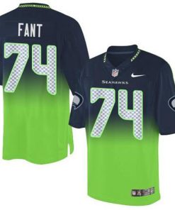 Nike Seattle Seahawks #74 George Fant Steel Blue/Green Men's Stitched NFL Elite Fadeaway Fashion Jersey Men's