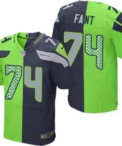 Nike Seattle Seahawks #74 George Fant Steel Blue/Green Men's Stitched NFL Elite Split Jersey Men's
