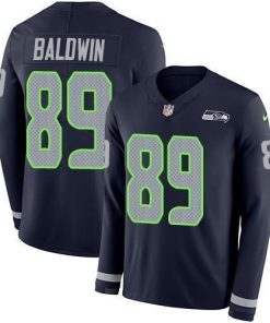Nike Seattle Seahawks #89 Doug Baldwin Steel Blue Team Color Men's Stitched NFL Limited Therma Long Sleeve Jersey Men's