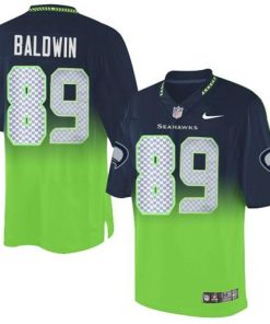 Nike Seattle Seahawks #89 Doug Baldwin Steel Blue/Green Men's Stitched NFL Elite Fadeaway Fashion Jersey Men's