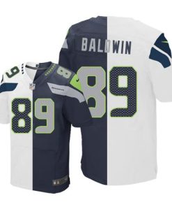 Nike Seattle Seahawks #89 Doug Baldwin White/Steel Blue Men's Stitched NFL Elite Split Jersey Men's