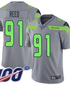 Nike Seattle Seahawks #91 Jarran Reed Gray Men's Stitched NFL Limited Inverted Legend 100th Season Jersey Men's