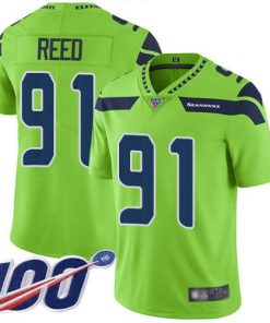 Nike Seattle Seahawks #91 Jarran Reed Green Men's Stitched NFL Limited Rush 100th Season Jersey Men's