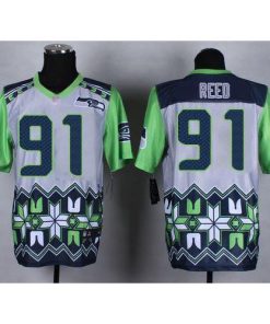 Nike Seattle Seahawks #91 Jarran Reed Grey Men's Stitched NFL Elite Noble Fashion Jersey Men's