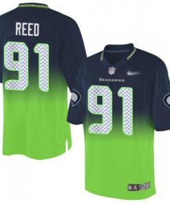 Nike Seattle Seahawks #91 Jarran Reed Steel Blue/Green Men's Stitched NFL Elite Fadeaway Fashion Jersey Men's