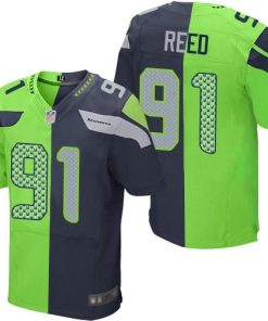 Nike Seattle Seahawks #91 Jarran Reed Steel Blue/Green Men's Stitched NFL Elite Split Jersey Men's