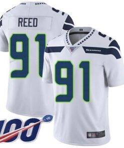 Nike Seattle Seahawks #91 Jarran Reed White Men's Stitched NFL 100th Season Vapor Limited Jersey Men's