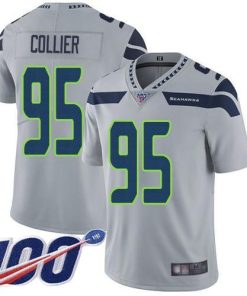 Nike Seattle Seahawks #95 L.J. Collier Grey Alternate Men's Stitched NFL 100th Season Vapor Limited Jersey Men's