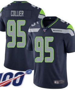 Nike Seattle Seahawks #95 L.J. Collier Steel Blue Team Color Men's Stitched NFL 100th Season Vapor Limited Jersey Men's