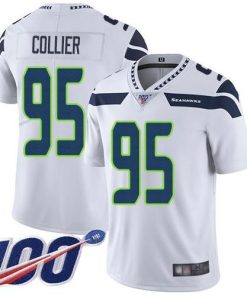 Nike Seattle Seahawks #95 L.J. Collier White Men's Stitched NFL 100th Season Vapor Limited Jersey Men's