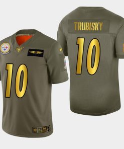 Nike Steelers #10 Mitchell Trubisky Men's Olive Gold 2019 Salute To Service NFL 100 Limited Jersey
