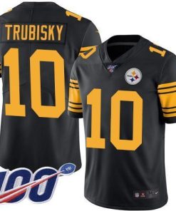Nike Steelers #10 Mitchell Trubisky Black Men's Stitched NFL Limited Rush 100th Season Jersey