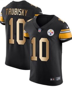 Nike Steelers #10 Mitchell Trubisky Black Team Color Men's Stitched NFL Elite Gold Jersey
