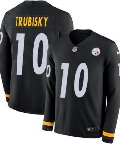 Nike Steelers #10 Mitchell Trubisky Black Team Color Men's Stitched NFL Limited Therma Long Sleeve Jersey
