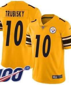 Nike Steelers #10 Mitchell Trubisky Gold Men's Stitched NFL Limited Inverted Legend 100th Season Jersey