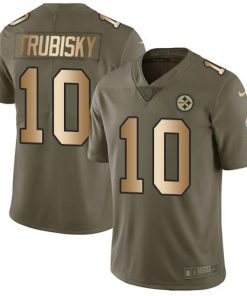 Nike Steelers #10 Mitchell Trubisky Olive/Gold Men's Stitched NFL Limited 2017 Salute To Service Jersey