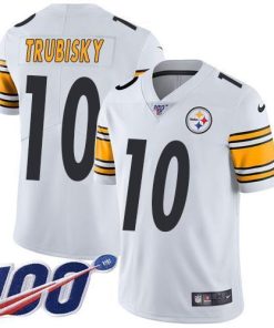 Nike Steelers #10 Mitchell Trubisky White Men's Stitched NFL 100th Season Vapor Limited Jersey