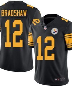 Nike Steelers #12 Terry Bradshaw Black Men's Stitched NFL Limited Rush Jersey