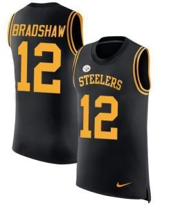 Nike Steelers #12 Terry Bradshaw Black Team Color Men's Stitched NFL Limited Rush Tank Top Jersey