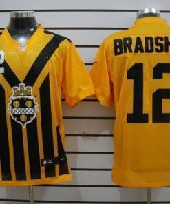 Nike Steelers #12 Terry Bradshaw Gold 1933s Throwback Men's Stitched NFL Elite Jersey