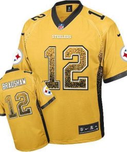 Nike Steelers #12 Terry Bradshaw Gold Men's Stitched NFL Elite Drift Fashion Jersey