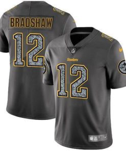 Nike Steelers #12 Terry Bradshaw Gray Static Men's Stitched NFL Vapor Untouchable Limited Jersey