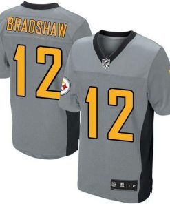 Nike Steelers #12 Terry Bradshaw Grey Shadow Men's Stitched NFL Elite Jersey