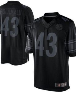 Nike Steelers #43 Troy Polamalu Black Men's Stitched NFL Drenched Limited Jersey