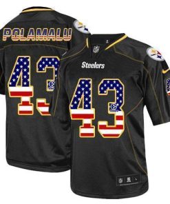 Nike Steelers #43 Troy Polamalu Black Men's Stitched NFL Elite USA Flag Fashion Jersey