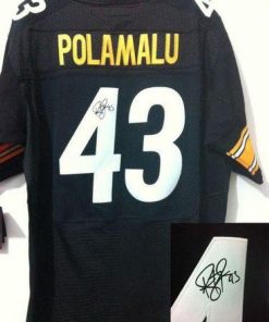 Nike Steelers #43 Troy Polamalu Black Team Color Men's Stitched NFL Elite Autographed Jersey
