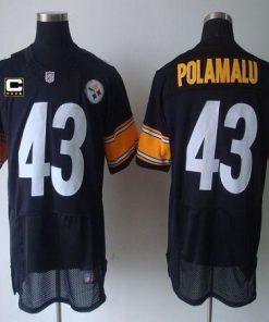 Nike Steelers #43 Troy Polamalu Black Team Color With C Patch Men's Stitched NFL Elite Jersey