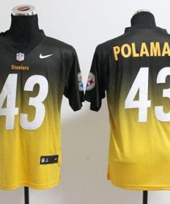 Nike Steelers #43 Troy Polamalu Black/Gold Men's Stitched NFL Elite Fadeaway Fashion Jersey