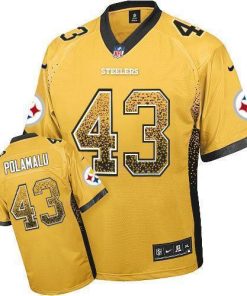 Nike Steelers #43 Troy Polamalu Gold Men's Stitched NFL Elite Drift Fashion Jersey