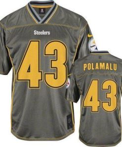 Nike Steelers #43 Troy Polamalu Grey Men's Stitched NFL Elite Vapor Jersey