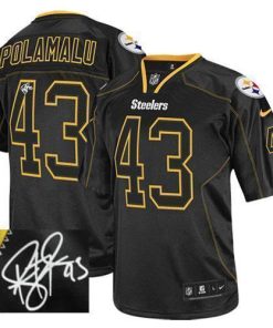 Nike Steelers #43 Troy Polamalu Lights Out Black Men's Stitched NFL Elite Autographed Jersey