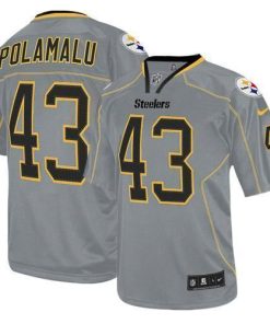 Nike Steelers #43 Troy Polamalu Lights Out Grey Men's Stitched NFL Elite Jersey