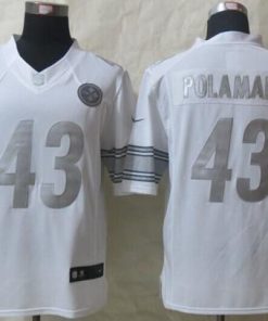 Nike Steelers #43 Troy Polamalu White Men's Stitched NFL Limited Platinum Jersey