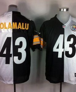 Nike Steelers #43 Troy Polamalu White/Black Men's Stitched NFL Elite Split Jersey