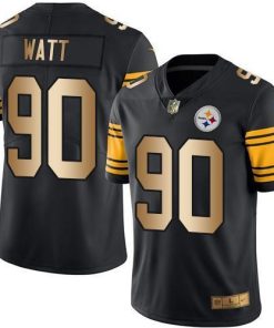 Nike Steelers #90 T. J. Watt Black Men's Stitched NFL Limited Gold Rush Jersey