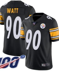 Nike Steelers #90 T. J. Watt Black Team Color Men's Stitched NFL 100th Season Vapor Limited Jersey